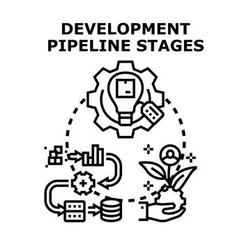 Development pipeline stages creating innovation process Stock-Illustration
