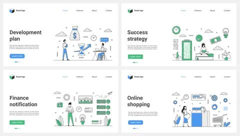 Development plan, success of business strategy, funding notification, online Stock Illustration