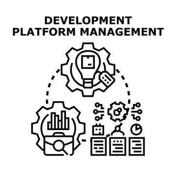 Development platform management concept illustrating various stages of a busi Illustration