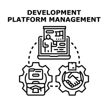 Development platform management system creating business solutions Stock Illustration