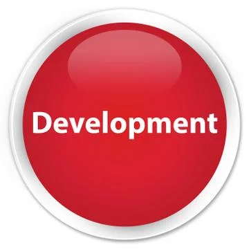 Development premium red round button Stock Illustration