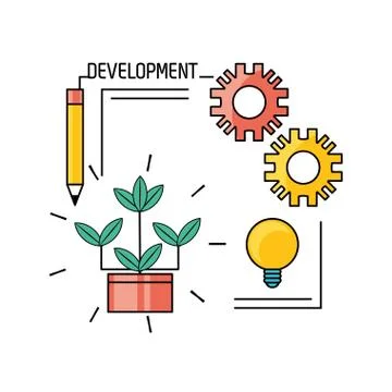 Development process and social teamwork data Stock Illustration