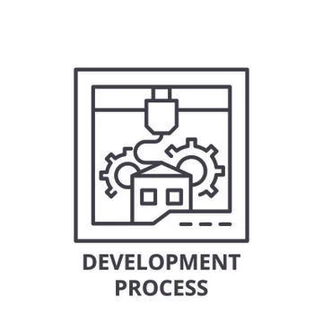 Development process line icon concept. Development process vector linear Stock Illustration