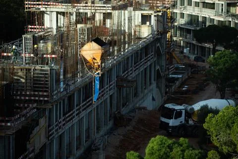 Development process, residential area, new homes, construction site, archit.. Stock Photos