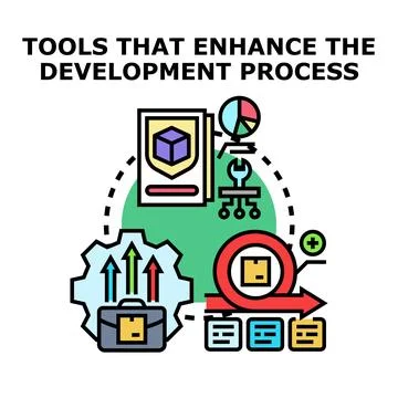 Development process tools enhancing business growth and efficiency Stock Illustration
