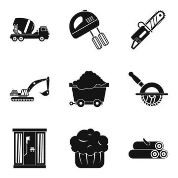 Development of profession icons set, simple style Illustrazione stock