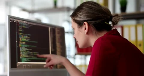 Development of programming and coding technologies woman programmer at computer Stock Footage 235922083