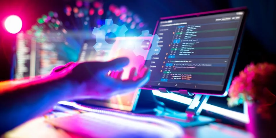 Development, programming and coding technology concept. A programmer manual.. Stock Photos