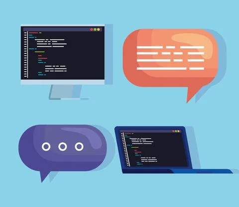 Development programming icons Stock Illustration