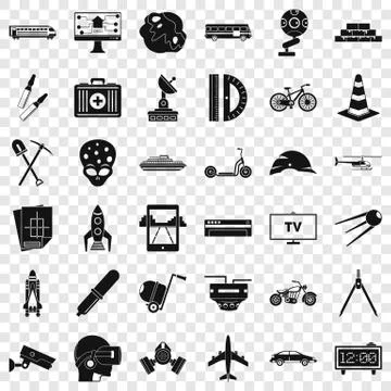 Development in progress icons set, simple style 库存插图