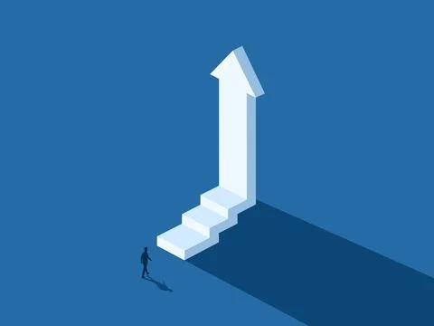 Development, Progress, man Walking Along The Arrow Grows Illustrazione stock