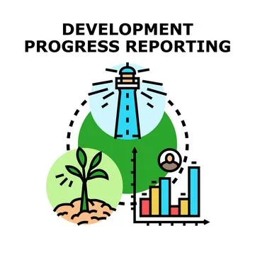 Development progress reporting and business growth management Stock Illustration