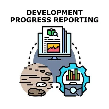 Development progress reporting and project data analysis 스톡 일러스트