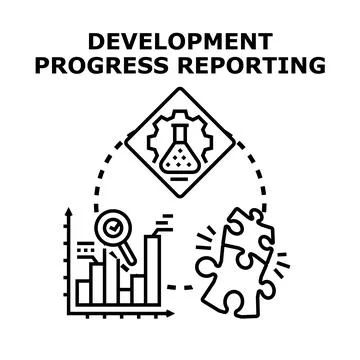 Development progress reporting concept for business analysis Stock Illustration