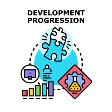 Development progression process vector line icon Stock Illustration