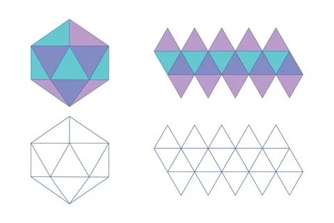Development of a regular icosahedron or coloring book for children. isolated Stock Illustration