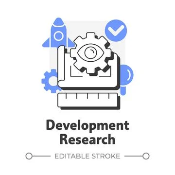 Development research flat outline concept icon Stock Illustration