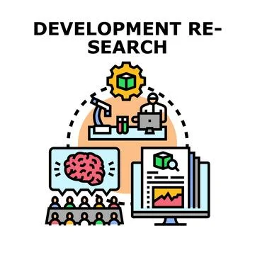 Development research process business innovation concept Stock Illustration