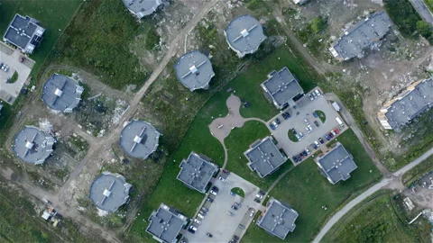 Development of a residential complex with new low-rise buildings Stock Footage 115071376