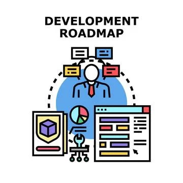 Development roadmap planning project management creating strategy イラスト素材