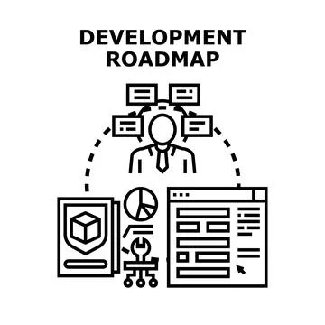 Development roadmap planning project management creating strategy Stock Illustration