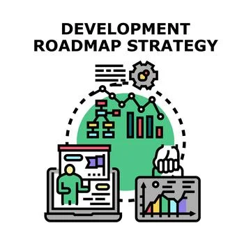 Development roadmap strategy for business planning process Stock Illustration