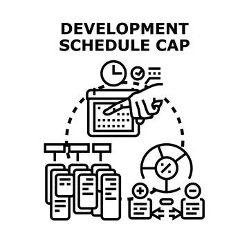 Development schedule cap planning tasks and managing resources Stock-Illustration
