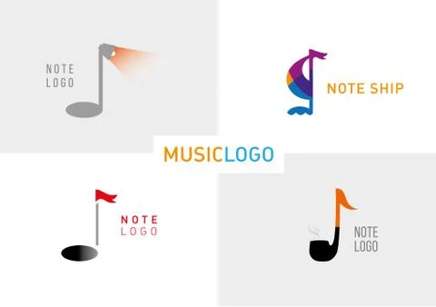 The development of a series of logos on a musical theme Illustrazione stock
