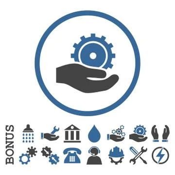 Development Service Flat Rounded Vector Icon With Bonus Stock Illustration