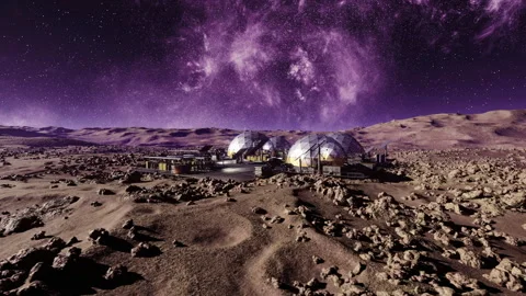 Development of settlement clusters beneath vibrant starry skies expands rapidly Stock Footage 338337852