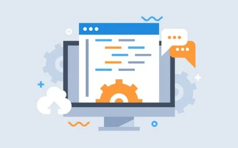 Development of software and programming 스톡 일러스트