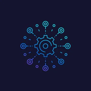 Development, software integration, automation linear icon Stock Illustration