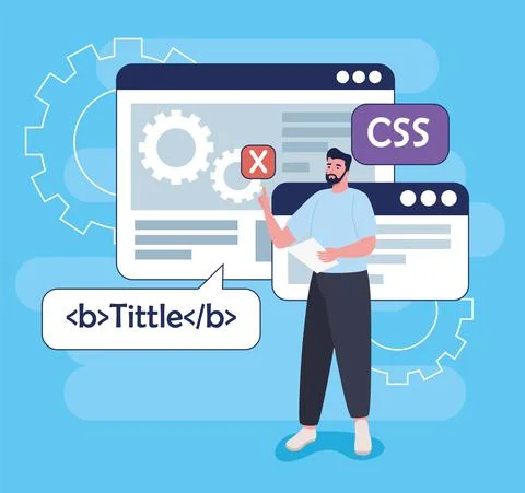 Development software with languages and templates webpages Stock Illustration