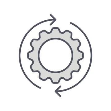 Development solution thin Line Icon. Gear with arrow innovation logo. Illustr Stock Illustration