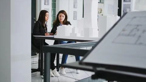 Development staff produces plan for interior design 库存照片