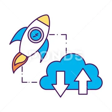 Development startup cloud computing download upload Stock Illustration