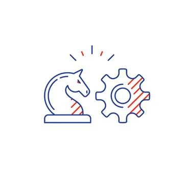 Development strategy, thinking improvement, chess game, smart solutions icon 스톡 일러스트