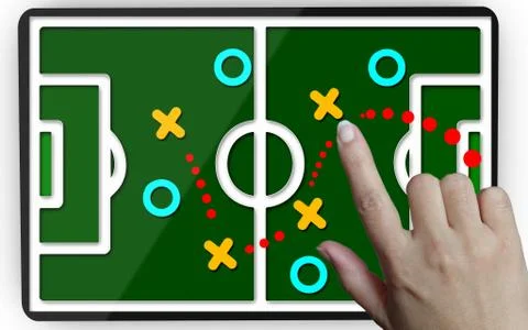 Development of a strategy.Hand moving a team to reach the goal Stock Illustration