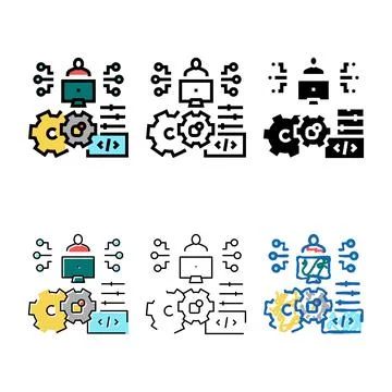 Development styles erp software color icon vector Stock Illustration