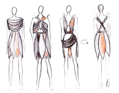Development of summer dresses in native style Illustrazione stock