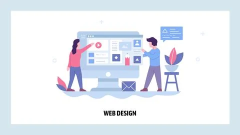 Development team build website responsive design. User interface template Vector Stock Illustration