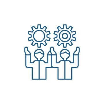 Development team line icon concept. Development team flat vector symbol, sign Stock Illustration