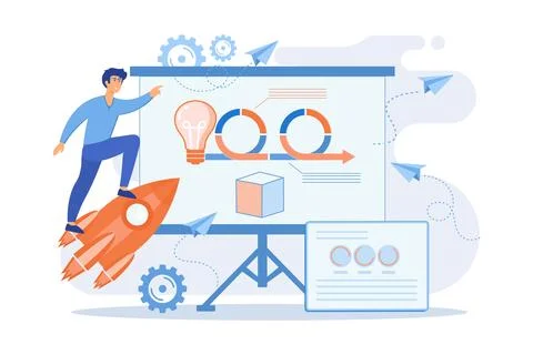 Development team member and scrum master working on Agile project for produ.. Stock Illustration