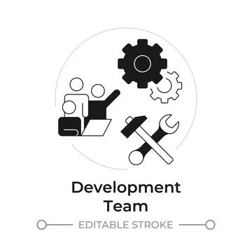 Development team modern flat line concept icon Stock Illustration