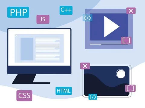 Development technology software Stockillustratie