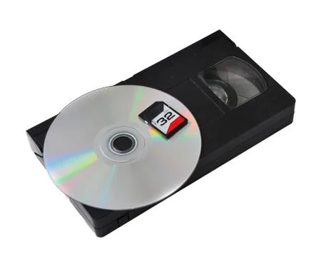 The development of technology: vhs cassette cd sd Stock Photos