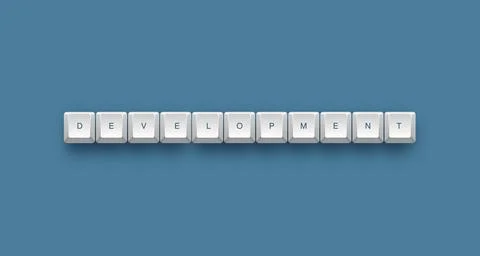 Development text on a 3d keyboard button with shadow concept series Иллюстрация