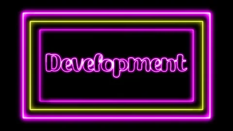'Development' Text Animation with Neon Glow &amp; Glowing Squares. Stock Footage 282577051