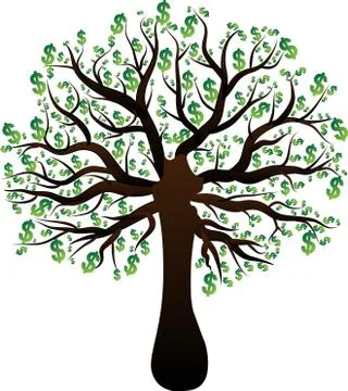 Development tree of a tree green dollar Stock Illustration