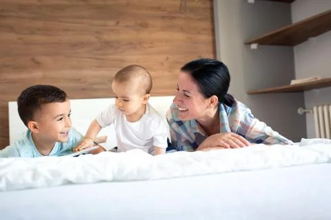 Development of trust between a mother and her children Stock Photos